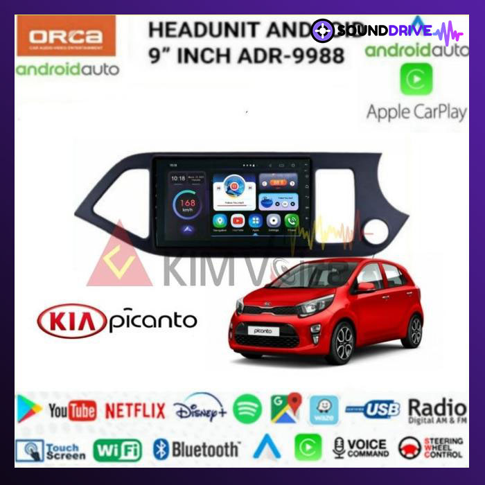 Head unit Android ORCA 9 Inch OEM KIA Picanto 2008 up Voice Commad