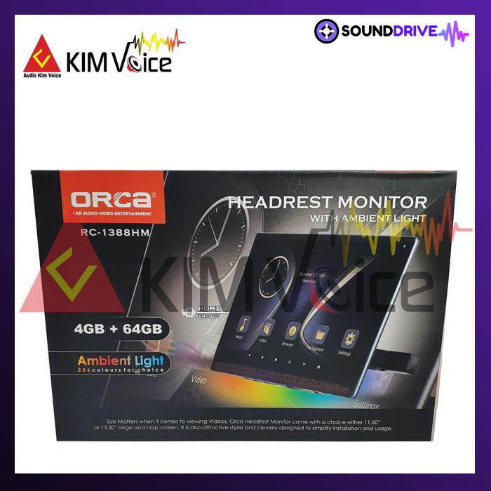 Headrest Android clip on Orca RC-1388HM 4/64GB with Ambient Light