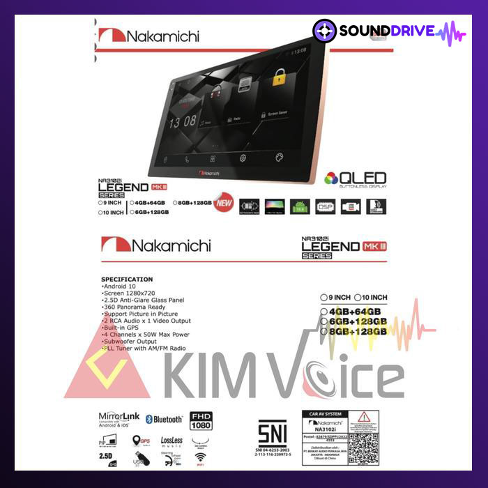 Head Unit Android Nakamichi Legend Series MKIII NA3102i 9 inch 10 inch Ram 8gb/128GB - 9 inch