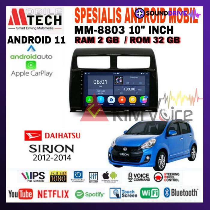 Head Unit Android Mtech 10 inch OEM Sirion 2012-2014 + Soket PNP
