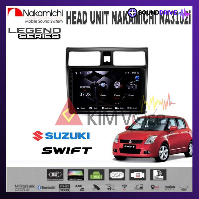 Head Unit Android Nakamichi 10 inch OEM Swift 2004-2010 soket pnp - RAM 4/64GB