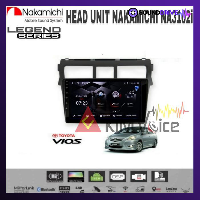 Head Unit Android Nakamichi 9 inch OEM Toyota Vios 2008-2012 Soket pnp - silver, RAM 4/64GB