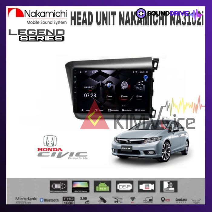 Head Unit Android Nakamichi 9 inch OEM Honda Civic 2012-2015 + Canbus - RAM 4/64GB