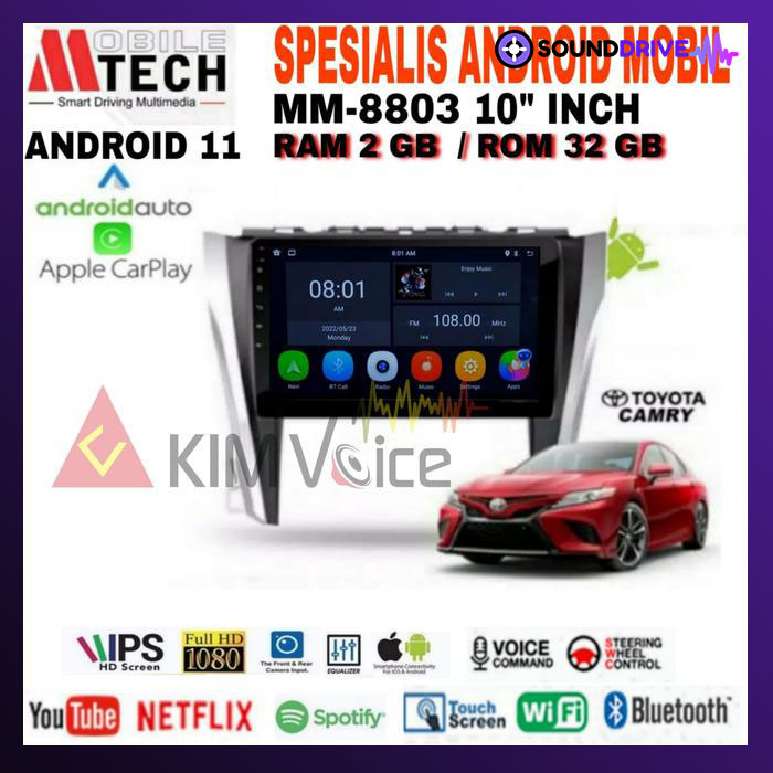 Head Unit Android Mtech 10 inch OEM Toyota Camry 2013-2015 Soket pnp