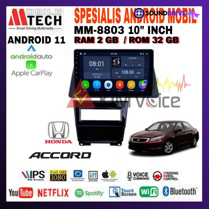 Head unit Android Mtech 10 inch OEM Honda Accord 2008-2012 Soket pnp - Soket PNP n MID - Image 2