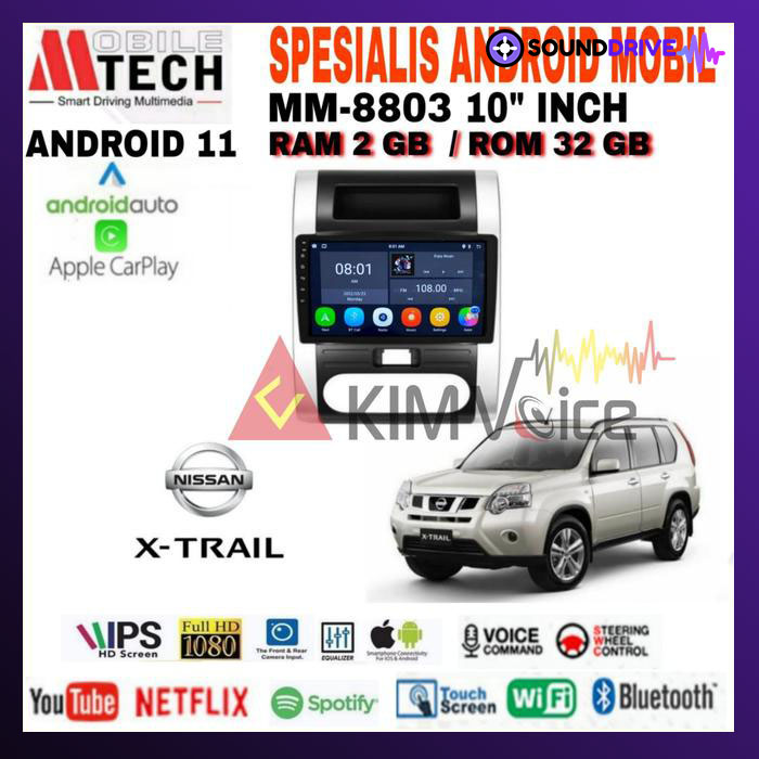 Head unit Android Mtech MM-8803 10 inch OEM Xtrail 2007-2014 Soket PNP