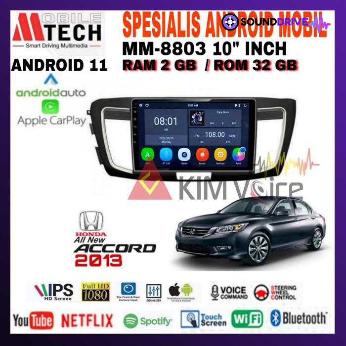 Head unit Android MtechMM-8803 10 inch OEM Honda Accord 2013 Soket PNP