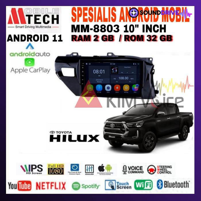 Head Unit Android Mtech MM-8803 10 Inch OEM Hilux 2016 up