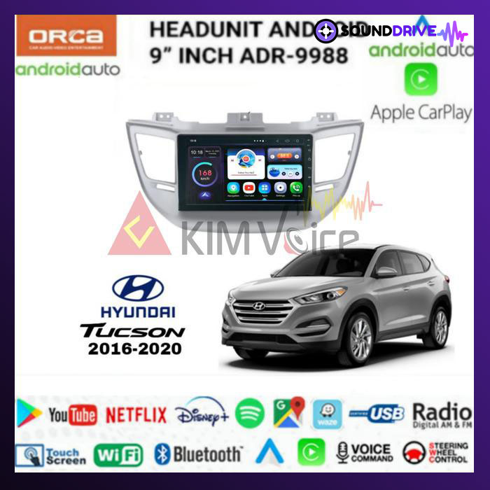 Head Unit Android 9 inch Orca OEM Hyundai Tucson 2015 up Soket pnp