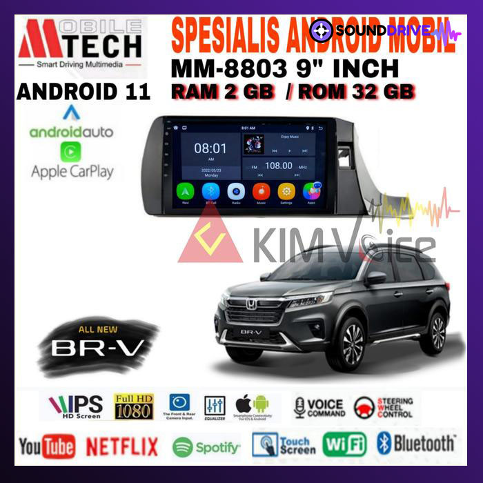 Head Unit Android Mtech 9 inch OEM All New BRV/WRV 2022 Up - 4/64GB