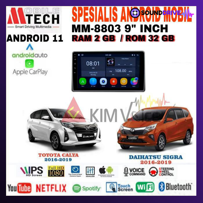 Head Unit Android Mtech 9 inch OEM Calya Sigra 2016-2019 Soket PNP - 4/64GB