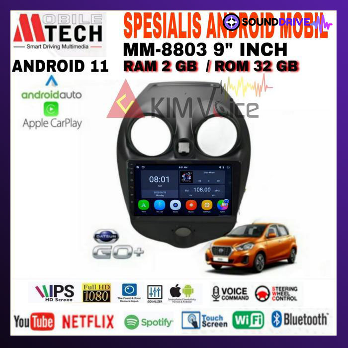Head Unit Android Mtech 9 inch OEM Datsun Go Soket PNP - 4/64 GB