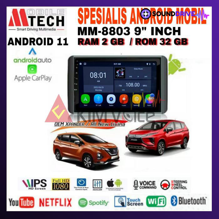 Head Unit Android Mtech 9 inch OEM Expander New Livina Soket PNP - 4/64GB, 10 inch