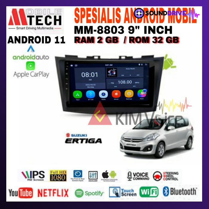 Head Unit Android Mtech 9 inch OEM Suzuki Ertiga Swift 2012-2018 PNP - Hitam, 4/64GB - Image 2