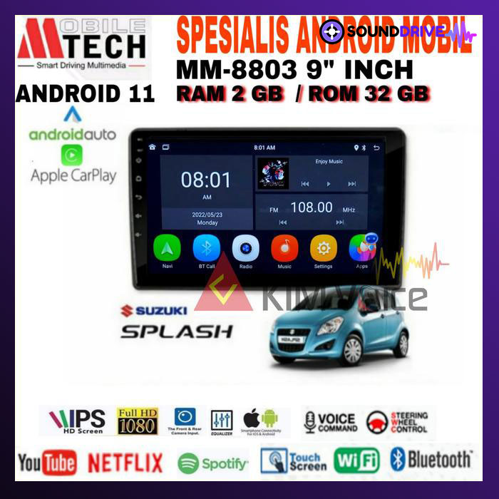 Head Unit Android Mtech 9 inch OEM Suzuki Splash Soket PNP - 4/64 GB