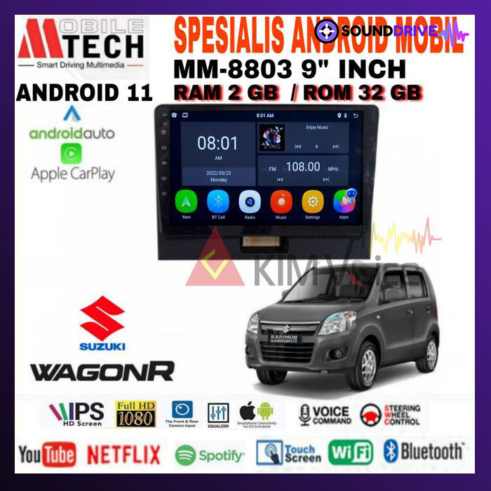 Head Unit Android Mtech 9 inch OEM Suzuki Karimun Wagon R 2010 Up PNP - 2/32GB