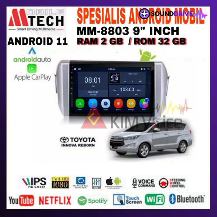 Head Unit Android Mtech OEM Innova Reborn 2016-2022 9/10 in Soket PNP - 9 inch, 2/32GB