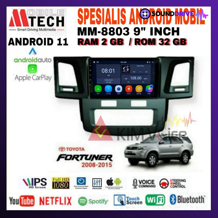 Head Unit Android Mtech 9 inch OEM Toyota Fortuner 2004-2014 Soket PNP - 2/32GB