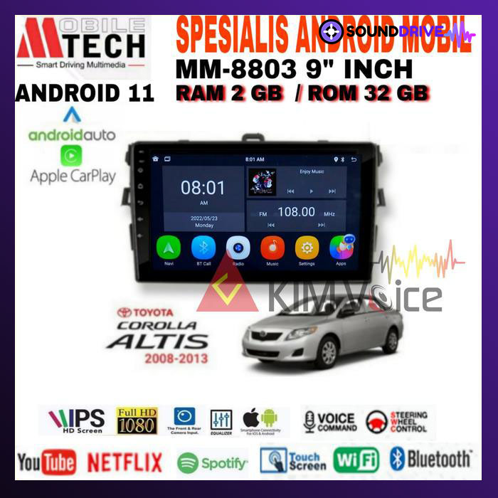 Head Unit Android Mtech 9 inch OEM Toyota Altis 2008-2013 Soket PNP - 2/32GB