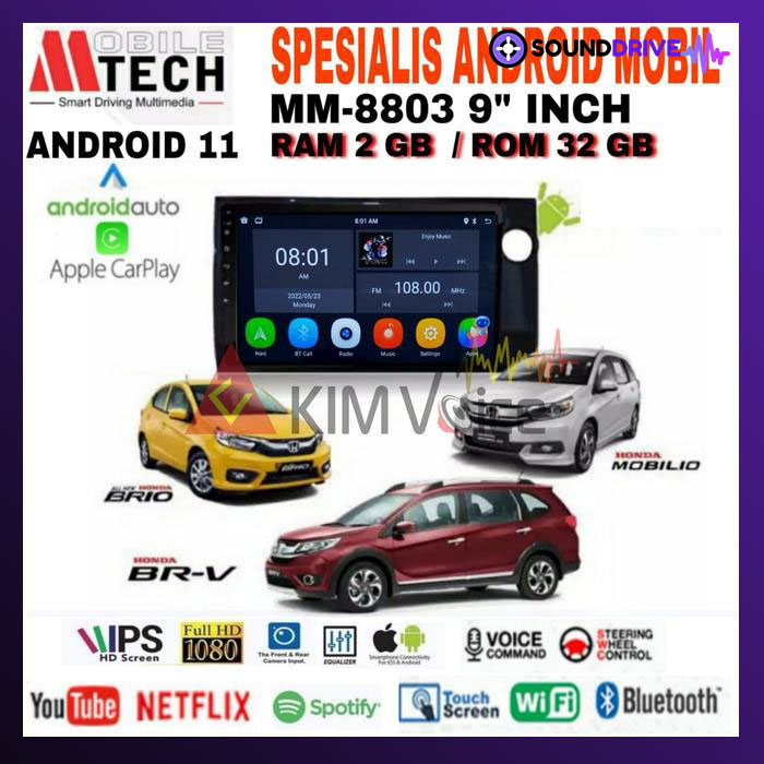 Head Unit Android Mtech 9 inch OEM Brio Mobilio BRV 2016-2022 PNP - 2/32GB
