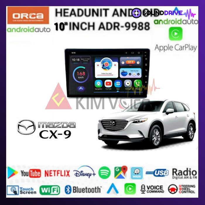 Head unit Android Orca OEM Mazda CX9 2009 up 10 inch Voice Command - Paket Canbus