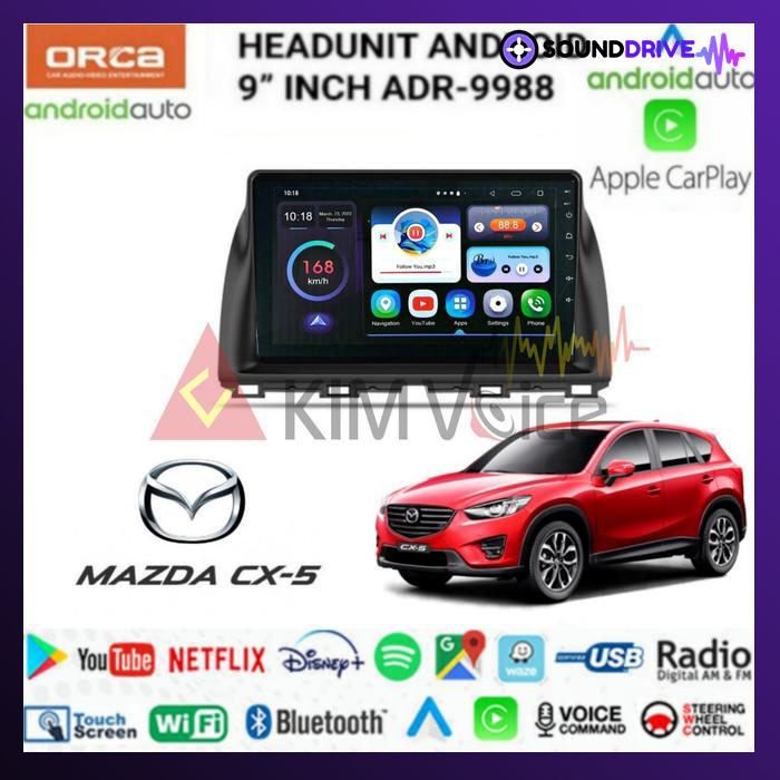 Head unit Android Orca OEM Mazda CX5 2011-2015 9 Inch Soket PNP - 2012-2015