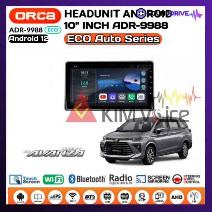 Head Unit Android Orca Eco 10 inch OEM Avanza 2022 up Soket pnp