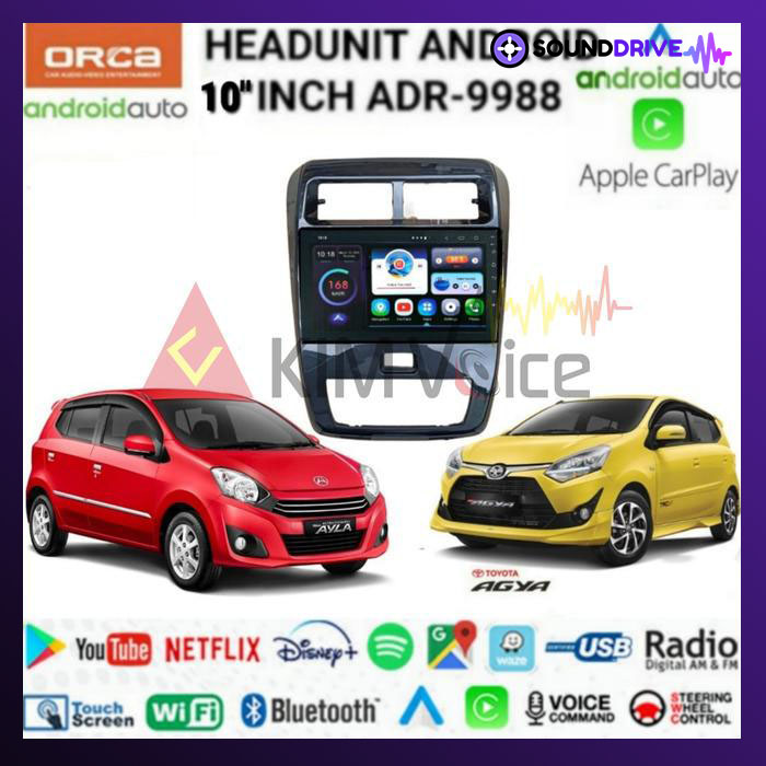 Head Unit Android Orca 10 inch OEM Agya Ayla 2020 up Soket pnp