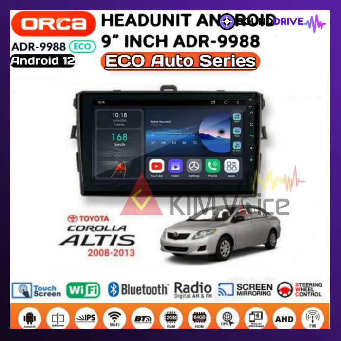 Head Unit Android Orca Eco 9 inch OEM Altis 2008-2013 Soket pnp