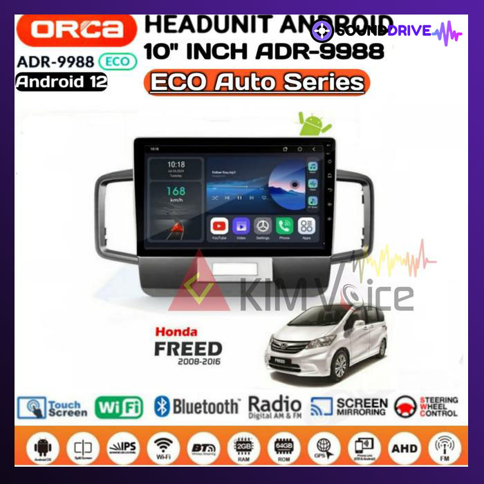Head Unit Android ORCA ECO 10 inch OEM Honda FREED + Soket PNP - Hazard Atas - Image 2