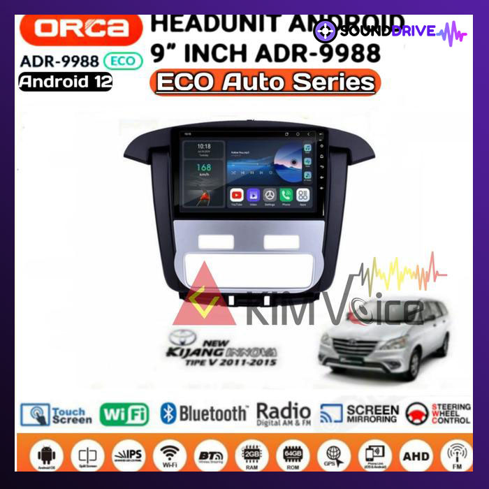 Head unit Android Orca Eco 9" OEM Innova 2011-2015 Type V Elektrik AC