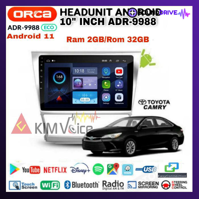 Head Unit Android ORCA ECO 10 inch OEM Toyota CAMRY 2006-2012 PNP - 9 inch