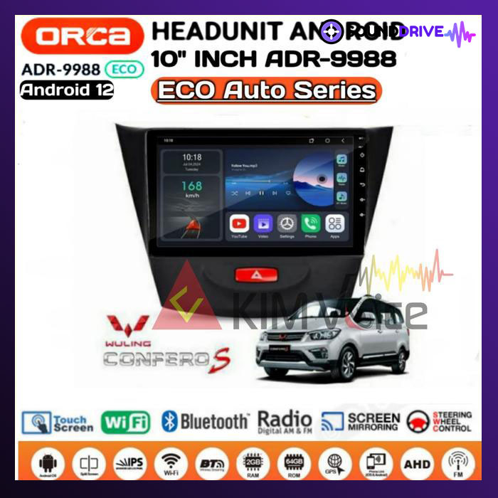 Head Unit Android ORCA ECO 10 inch OEM WULING CONFERO S + Soket PNP