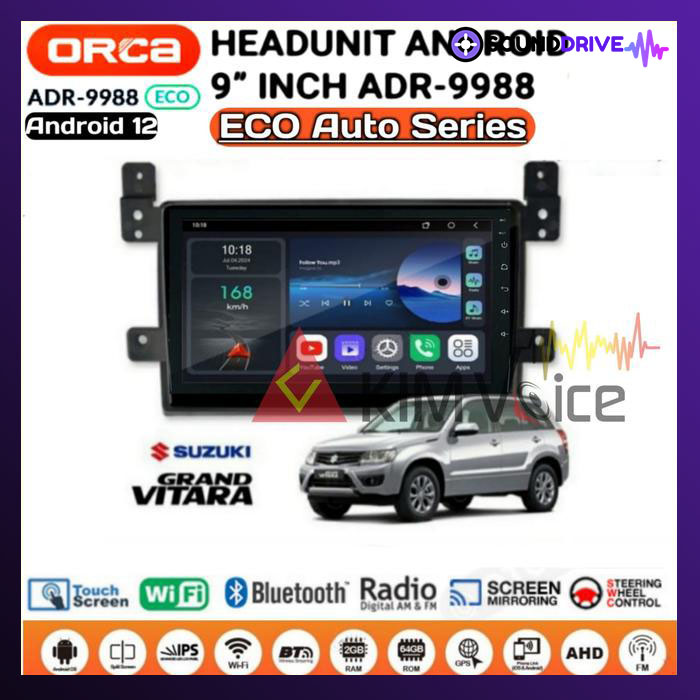 Head Unit Android Orca Eco 9 inch OEM Grand Vitara + Soket pnp