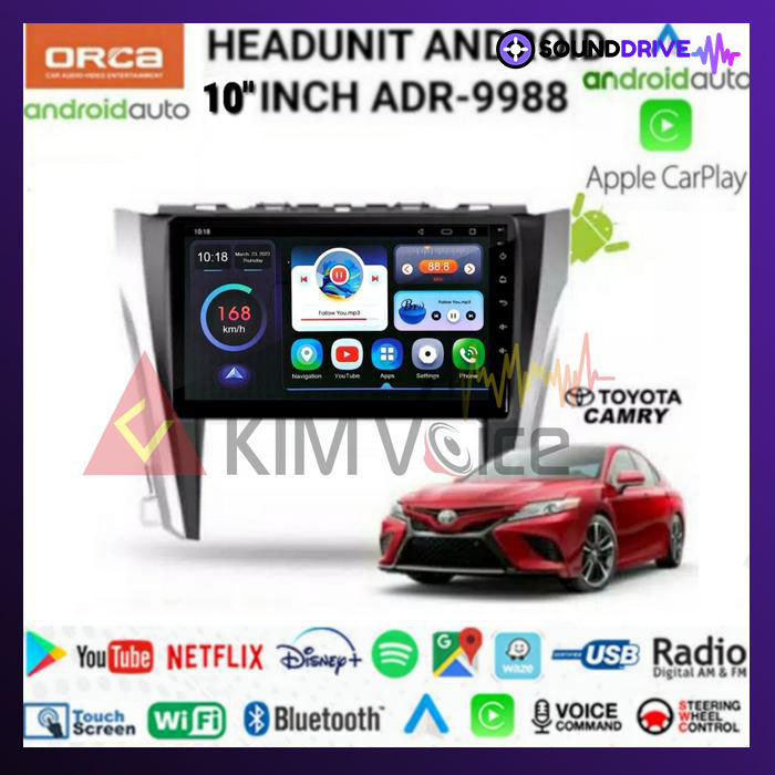 Head Unit Android Orca 10 Inch OEM Toyota Camry 2016 up Soket pnp