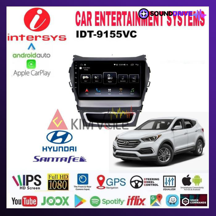 Head Unit Android Intersys 9 Inch OEM Hyundai Santa Fe 2012 up +soket