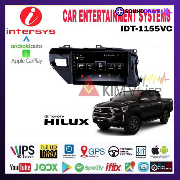 Head Unit Android Intersys 10 inch OEM Hilux 2016 up Soket pnp