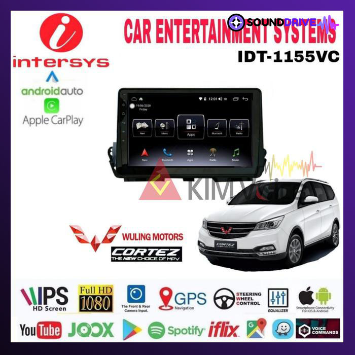 Head unit Android Intersys 10 inch OEM Wuling Cortez 2017 up soket pnp