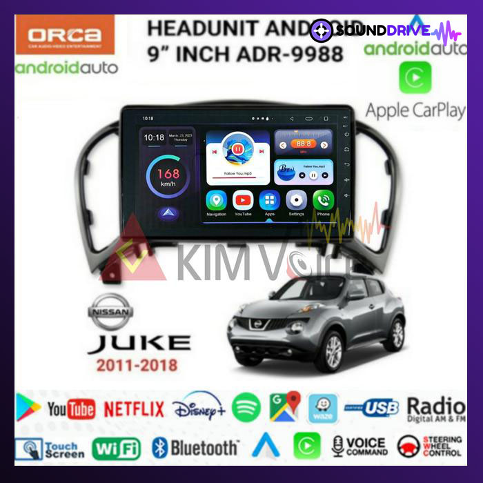 Head unit Android Orca 9 inch OEM Juke 2011-2018 Soket pnp