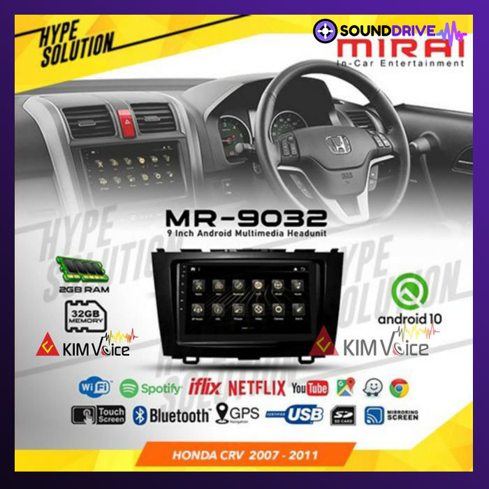 Head Unit Android MIRAI 9 Inch OEM CRV 2007-2011 Soket pnp