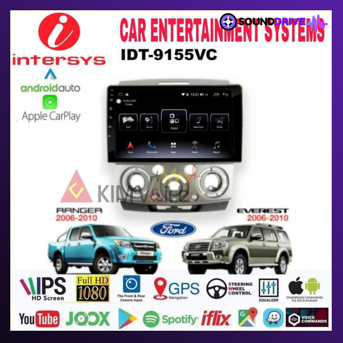 Head Unit Android Intersys 9 inch OEM Ford Ranger - Everest Mazda BT
