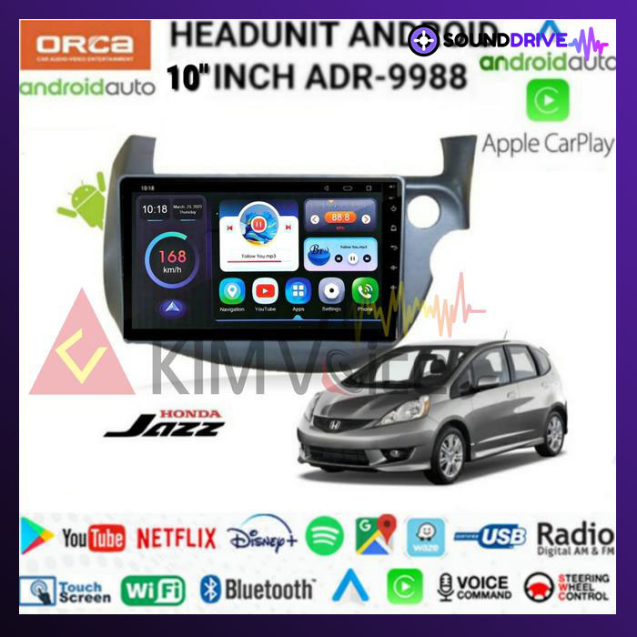 Head Unit Android Orca 10 inch OEM Honda JAZZ 2008-2012 Soket PNP