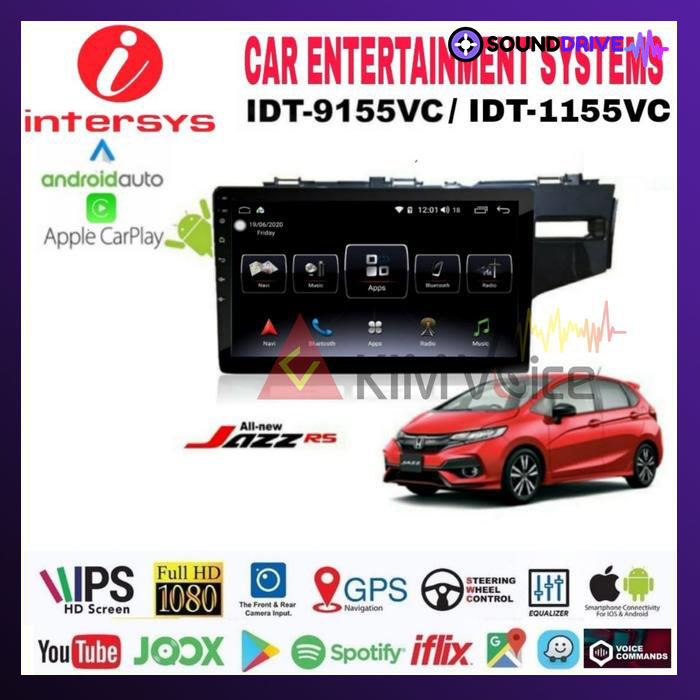 Head Unit Android Intersys 9 inch OEM Jazz 2014 up soket pnp - 9 Inch