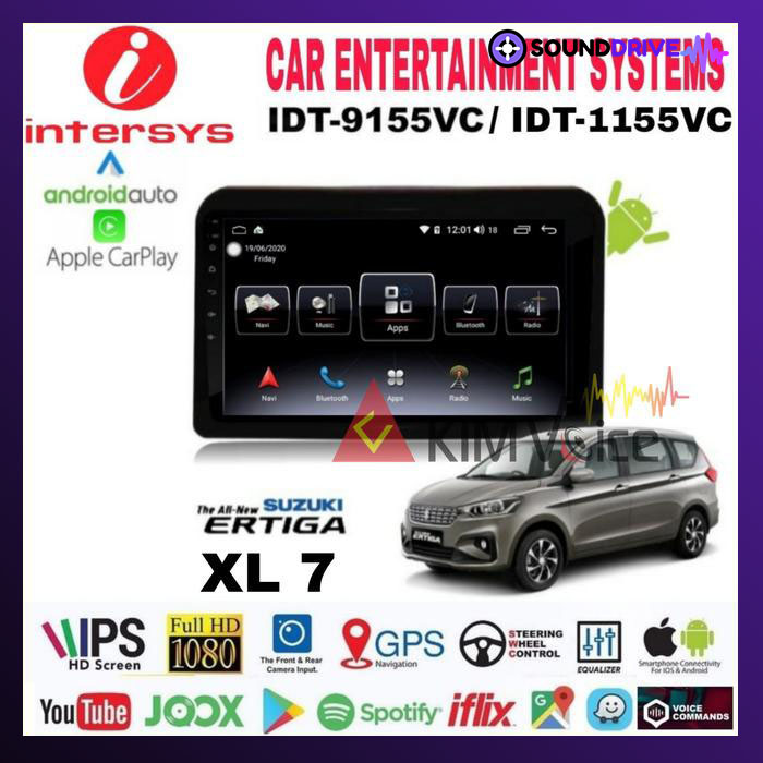 Head Unit Android Intersys OEM Ertiga/XL7 2019 up Soket pnp - 9 inch