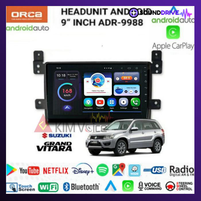 Head unit Android Orca 9 inch OEM Grand Vitara Soket pnp