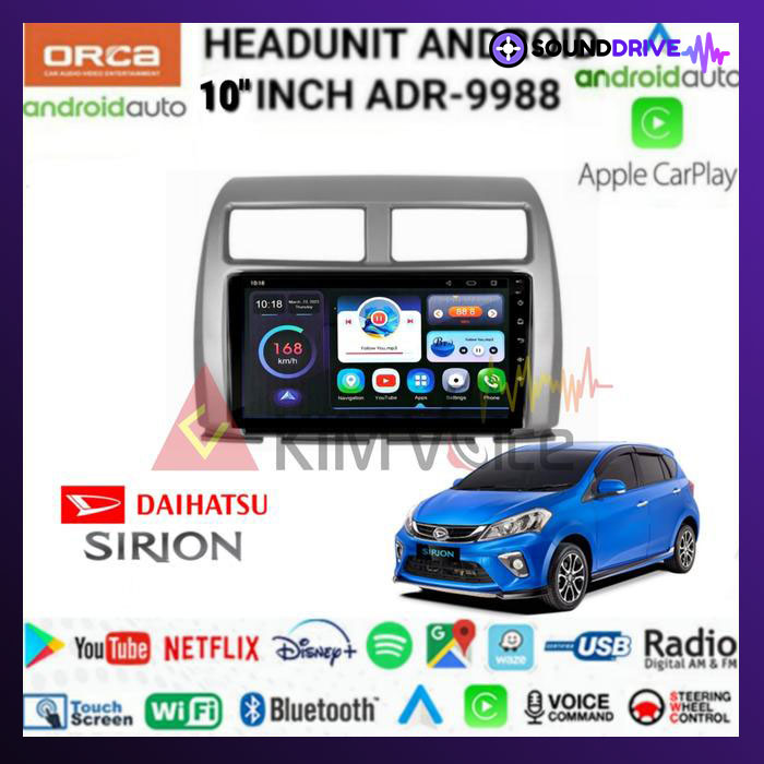 Head unit Android Orca 10 inch OEM Sirion 2015 up Soket pnp - Hitam - Image 2