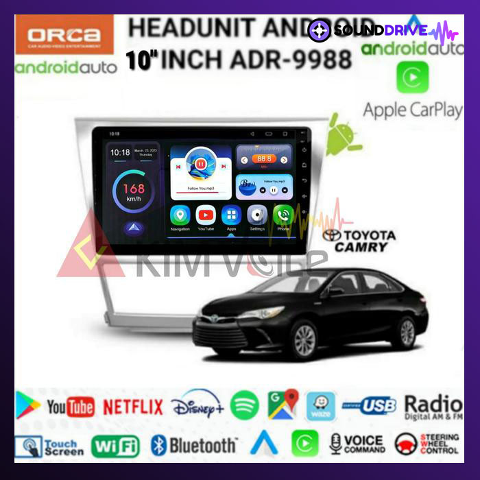 Head Unit Android Orca 10 Inch OEM Toyota Camry 2006-2011 Soket pnp - 9 inch