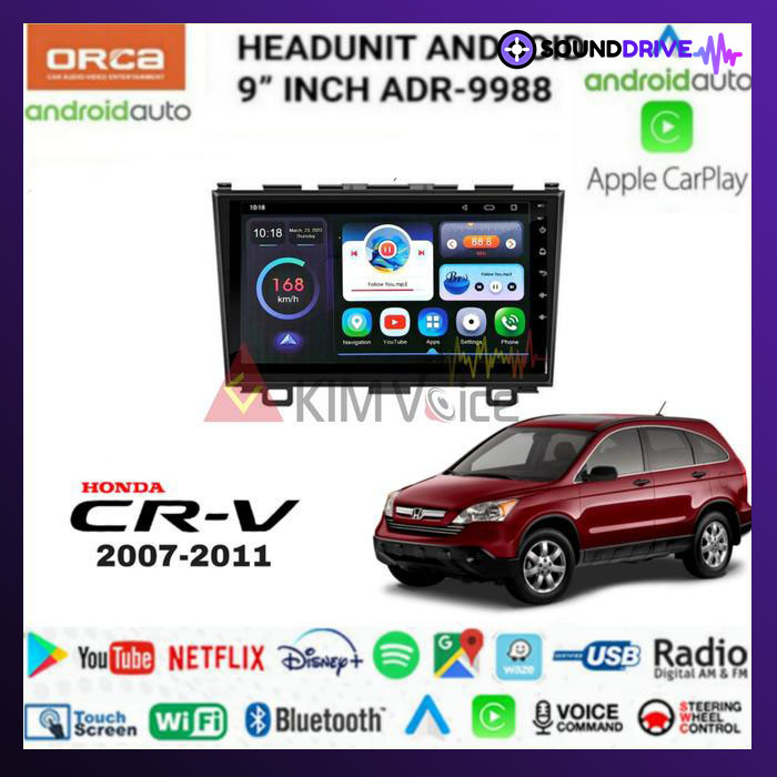 Head Unit Android Orca 9 Inch OEM CRV 2007-2011 + soket pnp