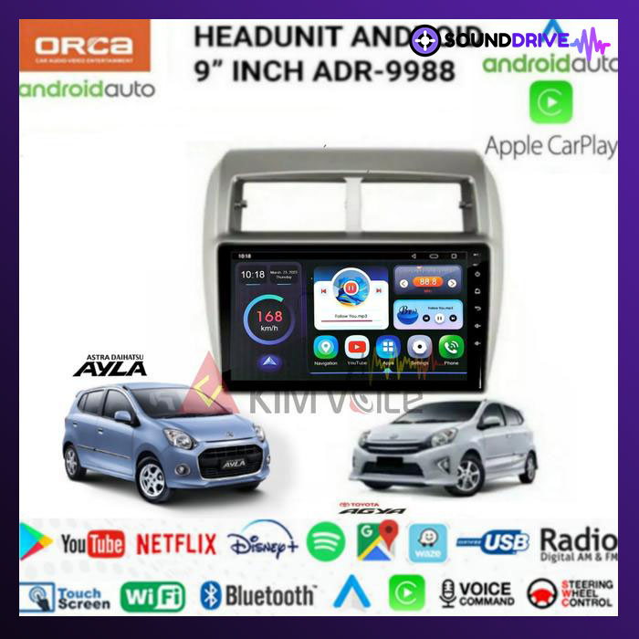 Head Unit Android Orca 9 Inch OEM Agya/Ayla soket pnp - Hitam