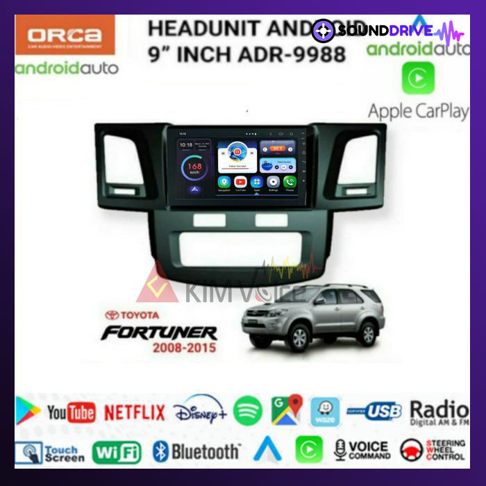 Head Unit Android Orca 9 inch OEM fortuner 2008-2014 Soket pnp